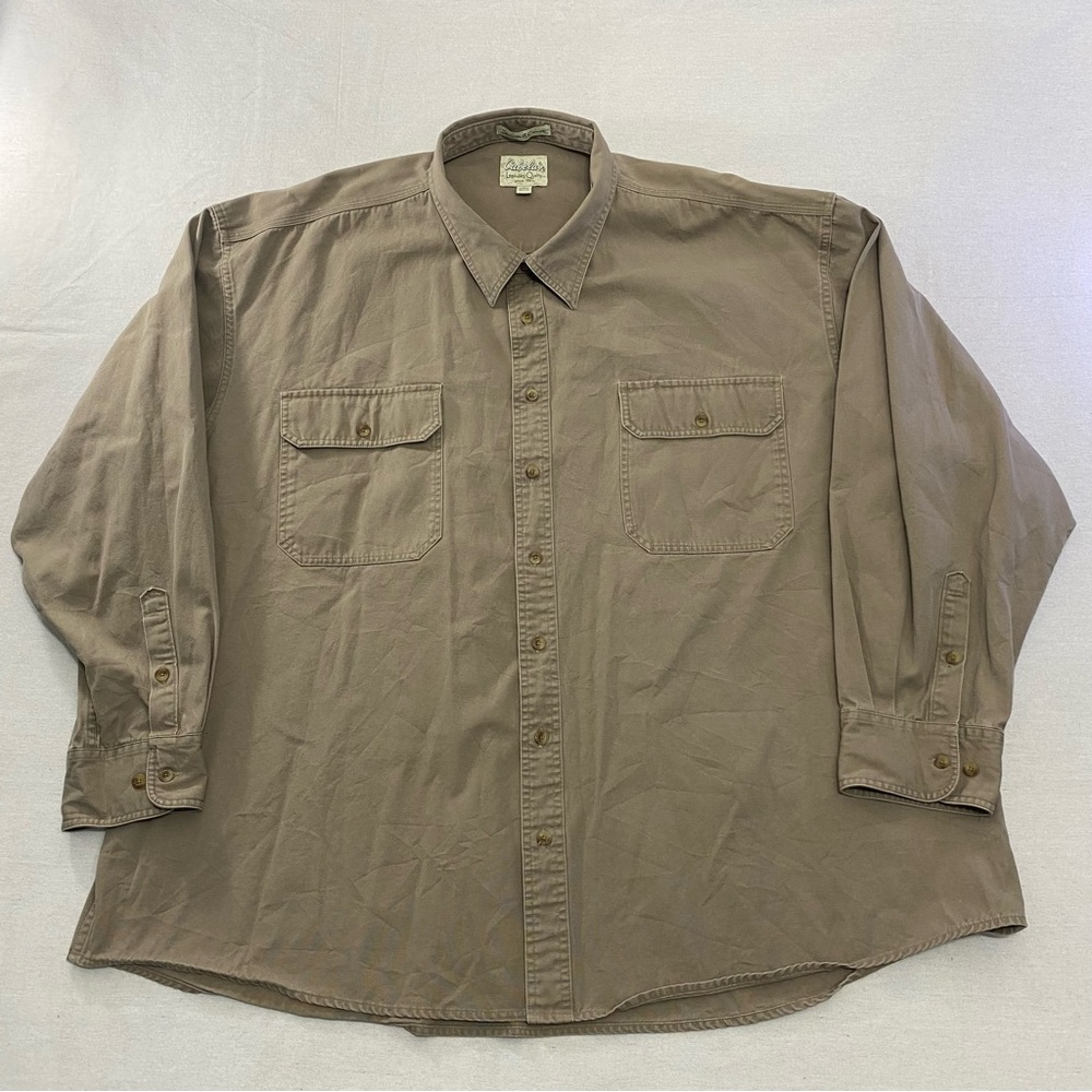 Cabela's Stonewash Canvas Shirt Button Up Long Sleeve Work Shirt 4XLT Tall